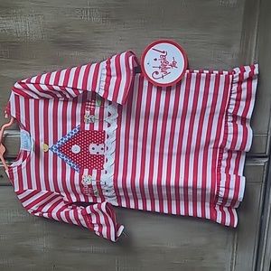 Red Stripe House Dress 2T